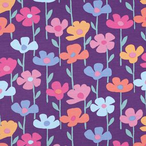 French Terry sommersweat bonte bloemen | Poppy Fabrics – roodlila, 