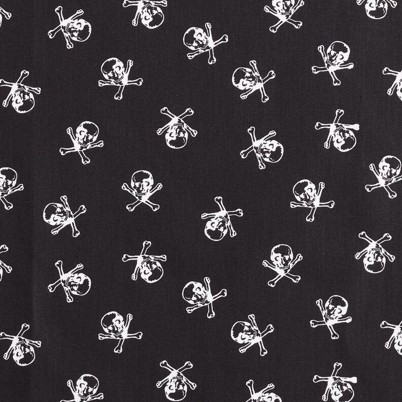 Katoenpopeline Doodskoppen – zwart/wit,  image number 1