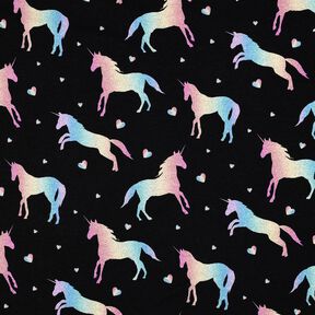 Katoenjersey Regenboog eenhoorns Digitaal printen | Poppy Fabrics – zwart, 