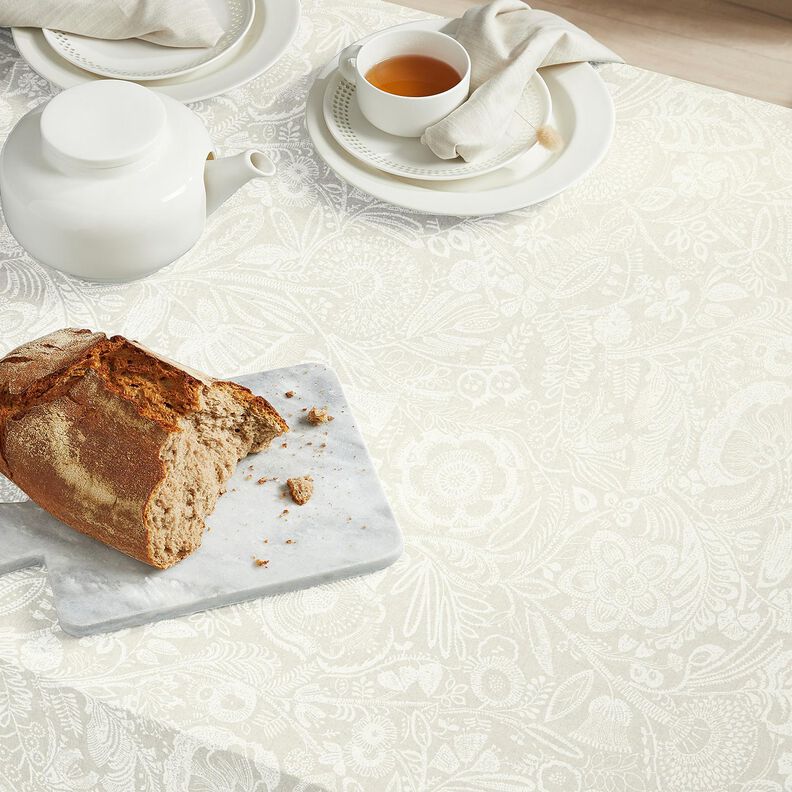 Decostof Half panama Gebloemde paisley – natuur/wit, image number 8