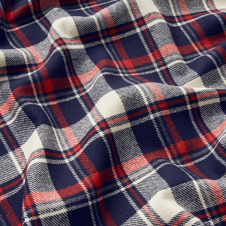 Katoenflanel Ruit – zwart blauw/karmijnrood, image number 2