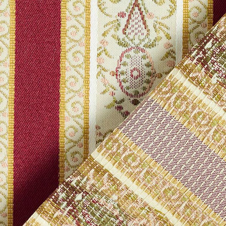 Meubelstof jacquard Biedermeier strepen – creme/rood,  image number 3
