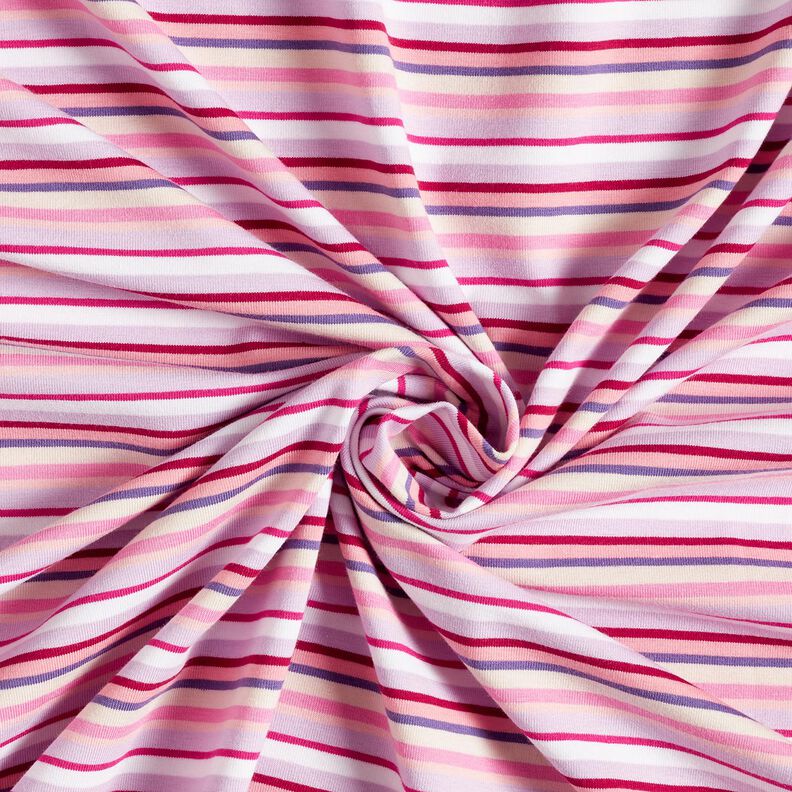 Katoenjersey Ringletstrepen – lila/pink, image number 3