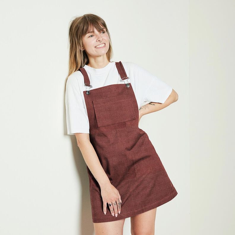 Brede rib Bubble Effen – donker oudroze,  image number 8