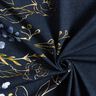 Katoenjersey Stof voor rand met bloemen in gouden glitters | Glitzerpüppi – nachtblauw/jeansblauw,  thumbnail number 3