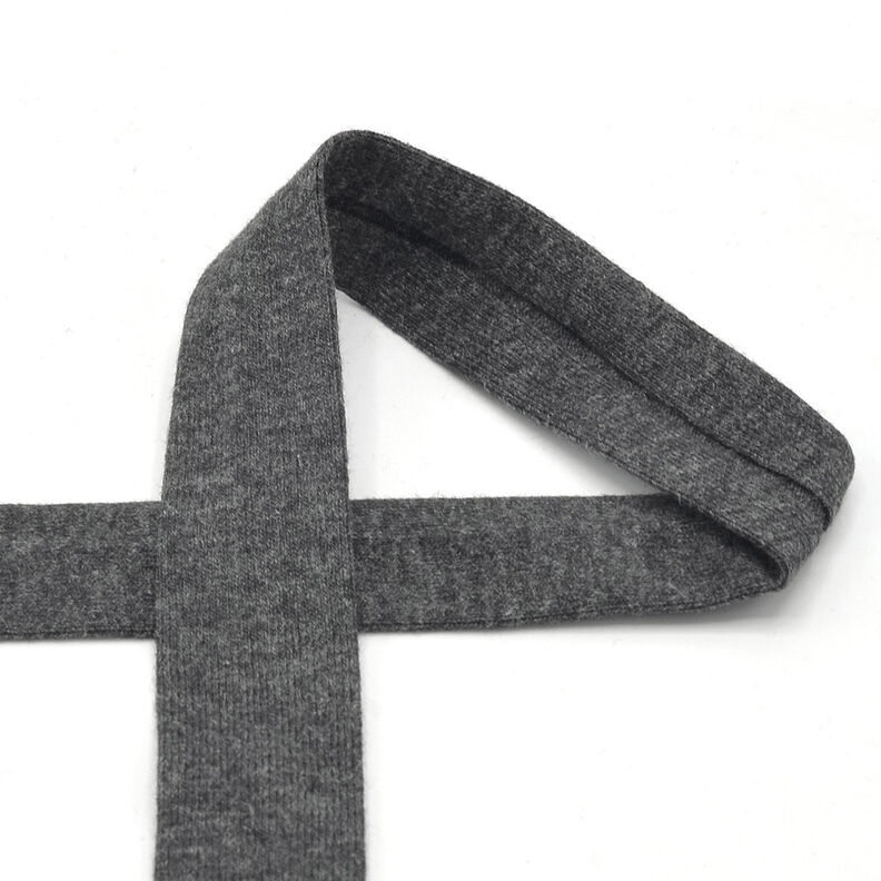Biasband Katoenjersey Mix [20 mm] – anthraciet,  image number 1