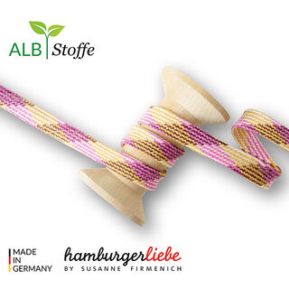 GOTS Biologische vlechtkoord TWIST ME Plaid [24 mm] | Albstoffe – geel/roze, 