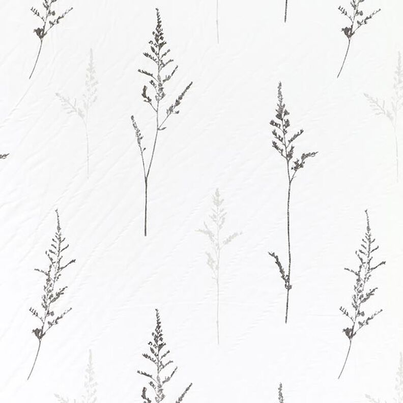 Vitragestof Voile fijne grassen 295 cm – wit/zwart,  image number 1