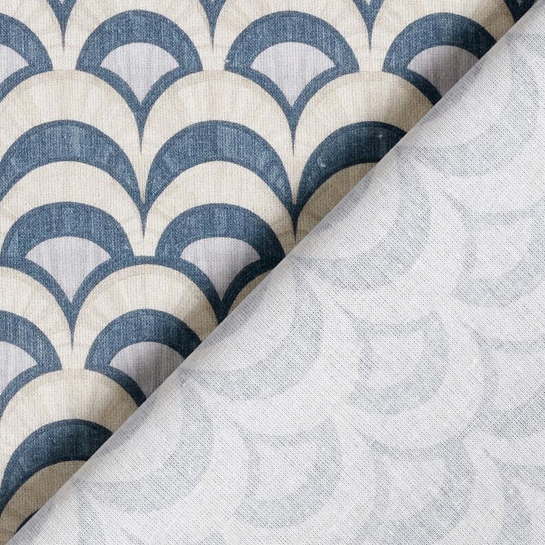 Katoenen stof Popeline elegante bogen – blauwgrijs/licht taupe, image number 4