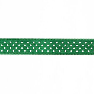 Satijnband stippen - grasgroen/wit, 