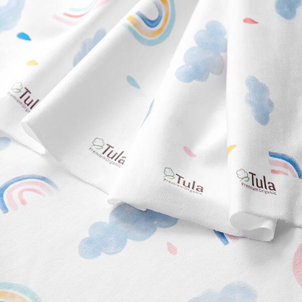 GOTS Katoenjersey Aquarel regenboogwereld | Tula – wit, image number 5