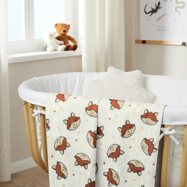 Gezellige fleece Doubleface Vriendelijke vossen – ecru/bruin,  image number 5