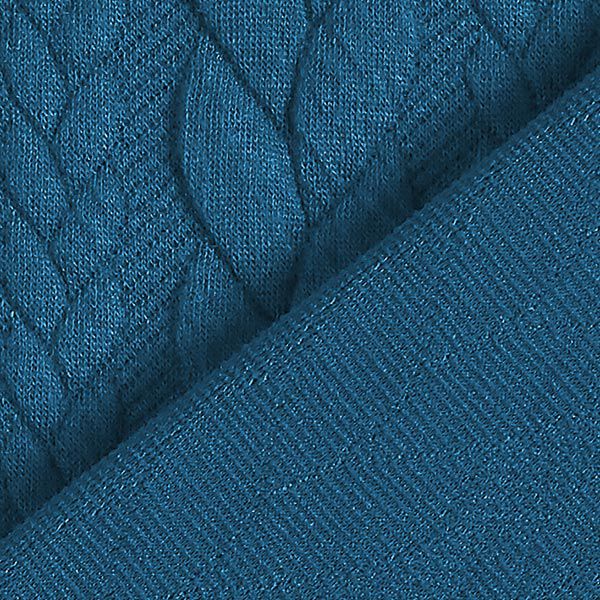 Jerseyjacquard cloqué kabelsteekpatroon – petroleum,  image number 4