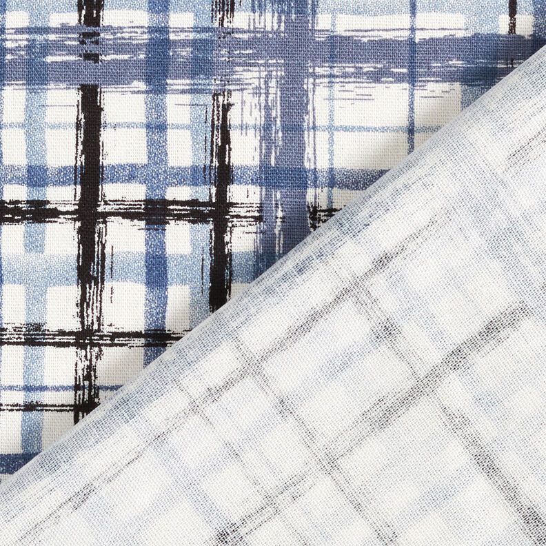 Linnen-viscosemix abstracte ruit – wit/staalblauw, image number 5