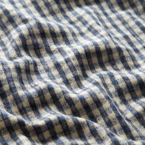 Mantelstof wolmix kleine ruit – beige/blauw, 
