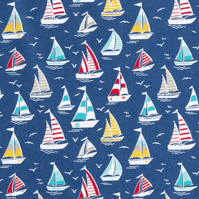Katoenen stof Cretonne Zeiltrip – oceaanblauw/wit, 