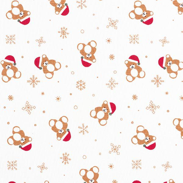 Panel French Terry sommersweat Kerst teddybeer – ecru/rood, image number 8