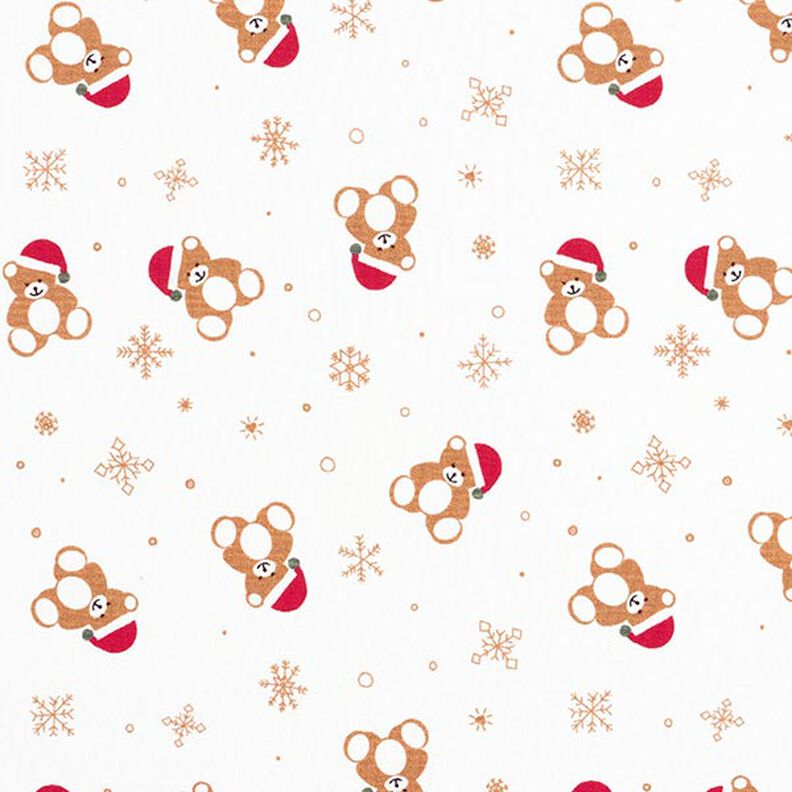 Panel French Terry sommersweat Kerst teddybeer – ecru/rood,  image number 8