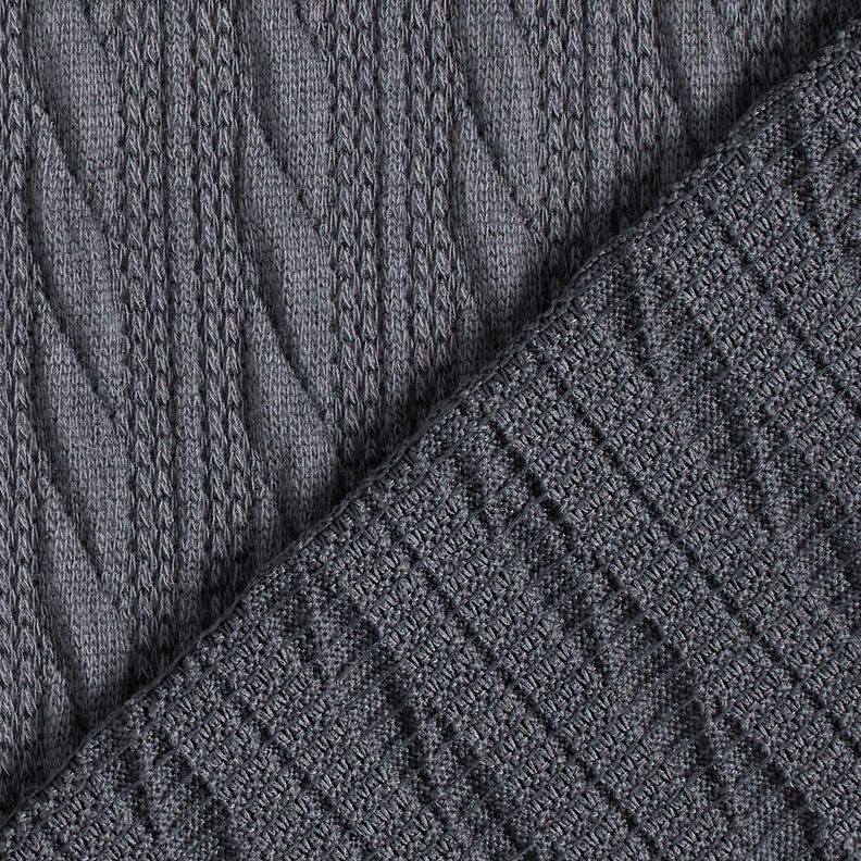 Tricot Cloqué Kabelsteekpatroon – nachtblauw, image number 4