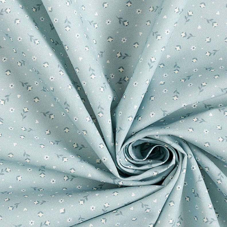 Katoenen stof Popeline kleine bloempjes – duifblauw,  image number 3