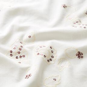 Fijne corduroy borduursels en paillettenbloemen – creme, 