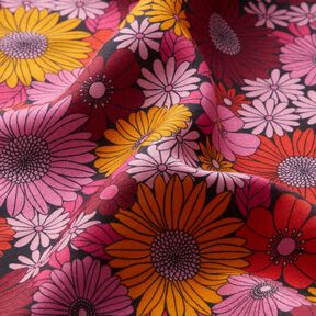 Viscosestof Zomerbloemen – vuurrood/zwart, 