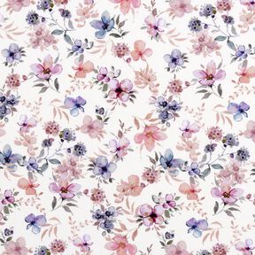 GOTS Katoenjersey Aquarel bloemen Digitaal printen – ecru/pastelviolet, 