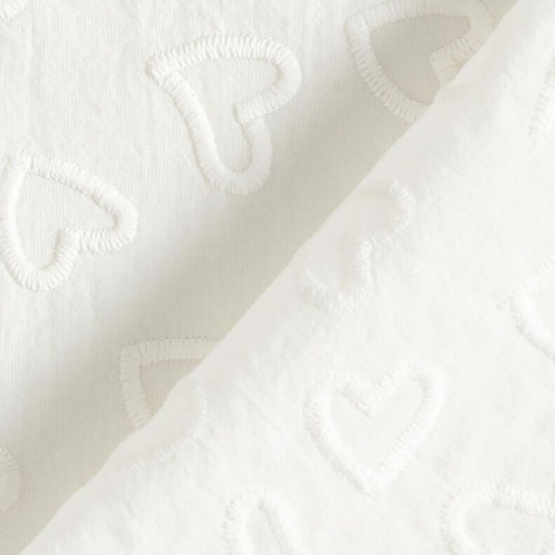 Batist Geborduurde hartjes | Poppy Fabrics – ivoor,  image number 4