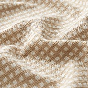 Jacquard jersey viscosemix vakjes – beige/wit, 