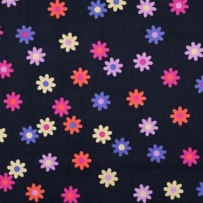 Babyrib Bloemen met glitterprint | Poppy Fabrics – marineblauw, 