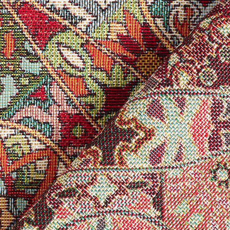 Decostof Gobelin Gevlochten ornamenten – lichtbeige/karmijnrood, image number 4