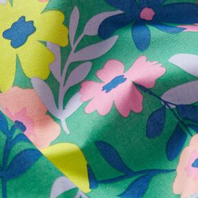 Gecoate katoen Pastelbloemen | Poppy Fabrics – grasgroen/roze, 