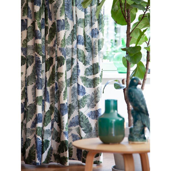 Decostof half panama Palmbladeren – donkergroen/blauw, image number 3
