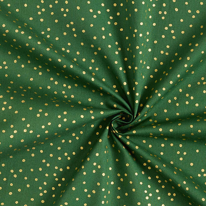 Katoenen stof Popeline fijne stippen – groen/goud,  image number 3