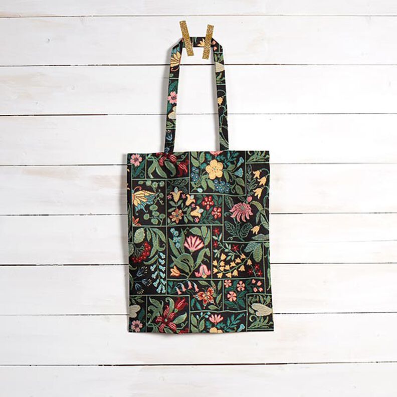 Decostof Gobelin Bloemen-vakjes – zwart,  image number 8