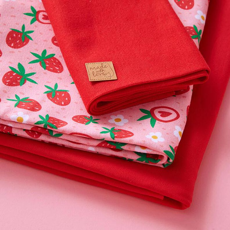 Stoffenpakket jersey Schattige aardbeien | PETIT CITRON – roze,  image number 2