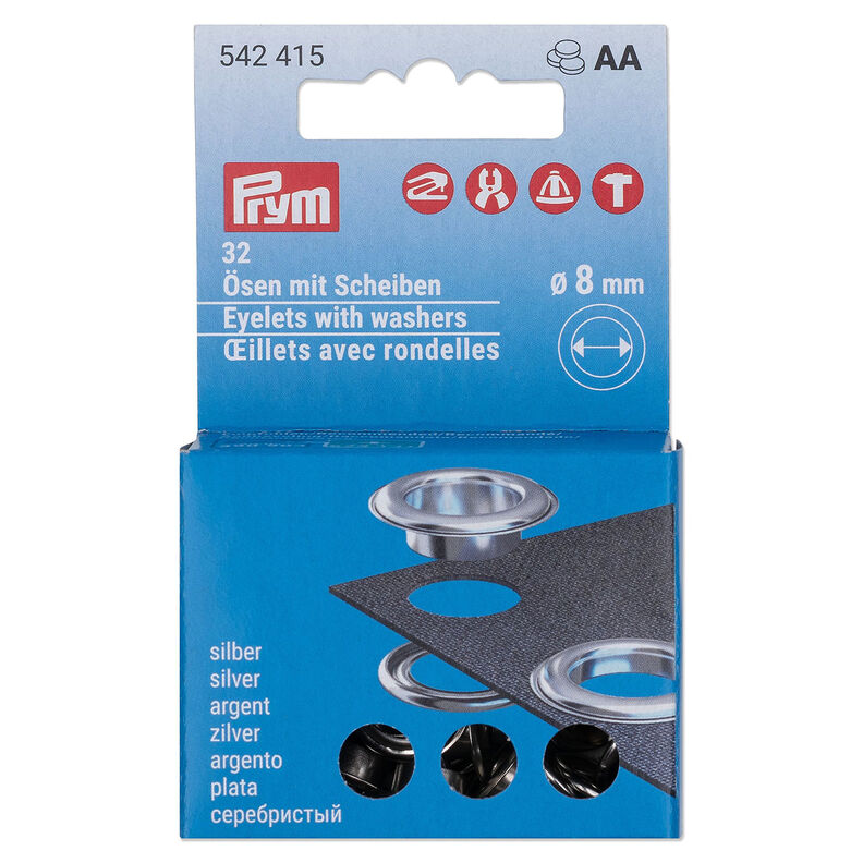 Oogjes met sluitringen navulset [32 stuks | Ø 8 mm] | Prym – zilver metallic,  image number 1