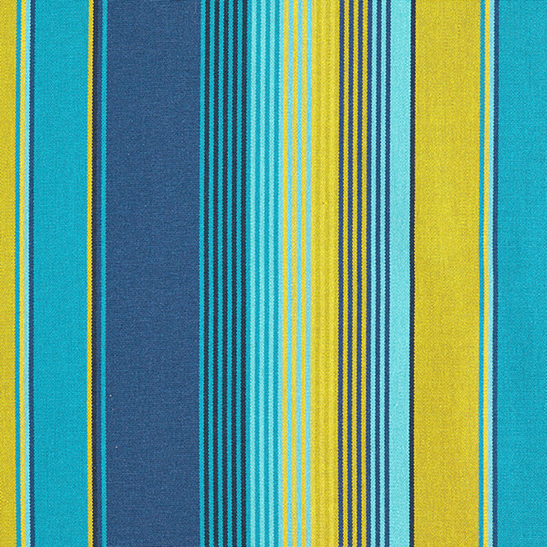 Outdoorstof Canvas Strepen – blauw/mosterd,  image number 1