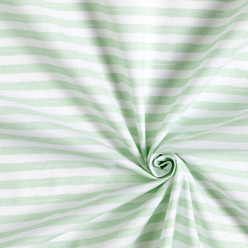 Katoenen stof Cretonne casual strepen – licht mint/wit, image number 3