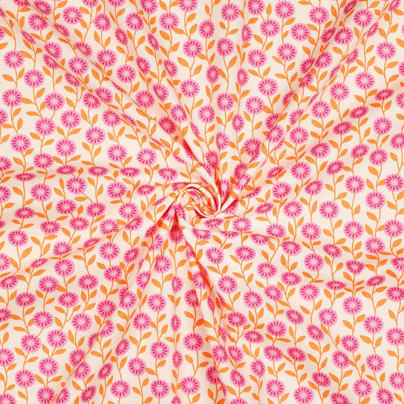 Katoenpopeline Zomerbloemen| Poppy Fabrics – roze/creme,  image number 3