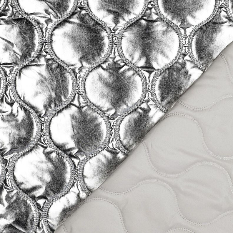 Doorgestikte stof Slingerende lijnen – zilver metallic, image number 4