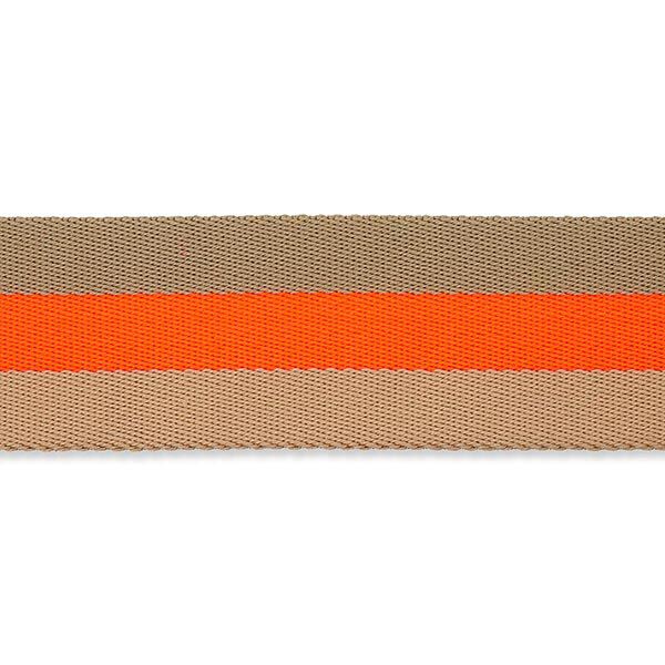 Tassenband neon [ 40 mm ] – neon oranje/beige,  image number 2