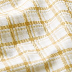 Katoenpopeline dubbel geruit – wit/mosterd, 