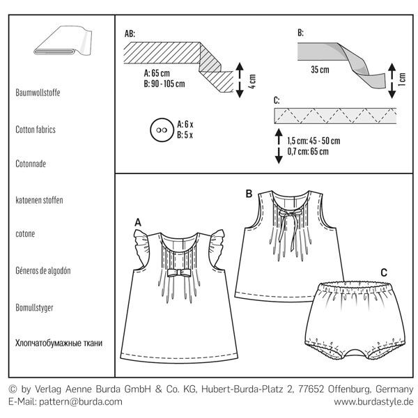 babyjurk / blouse / broekje, Burda 9358, image number 7