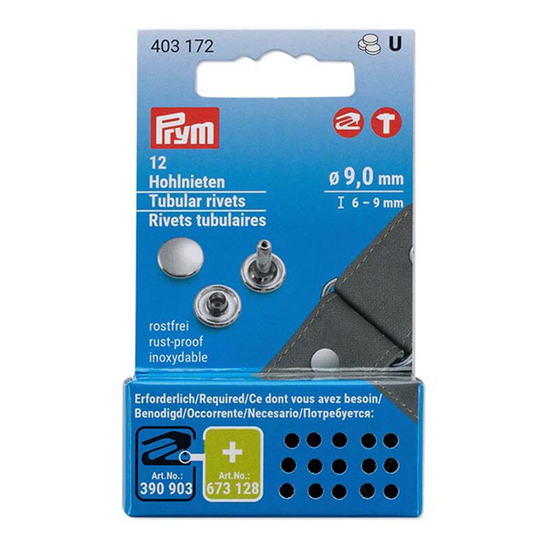 Holle klinknagels 6-9mm klembereik [12 stuks | Ø 9 mm] | Prym – zilver metalen,  image number 1