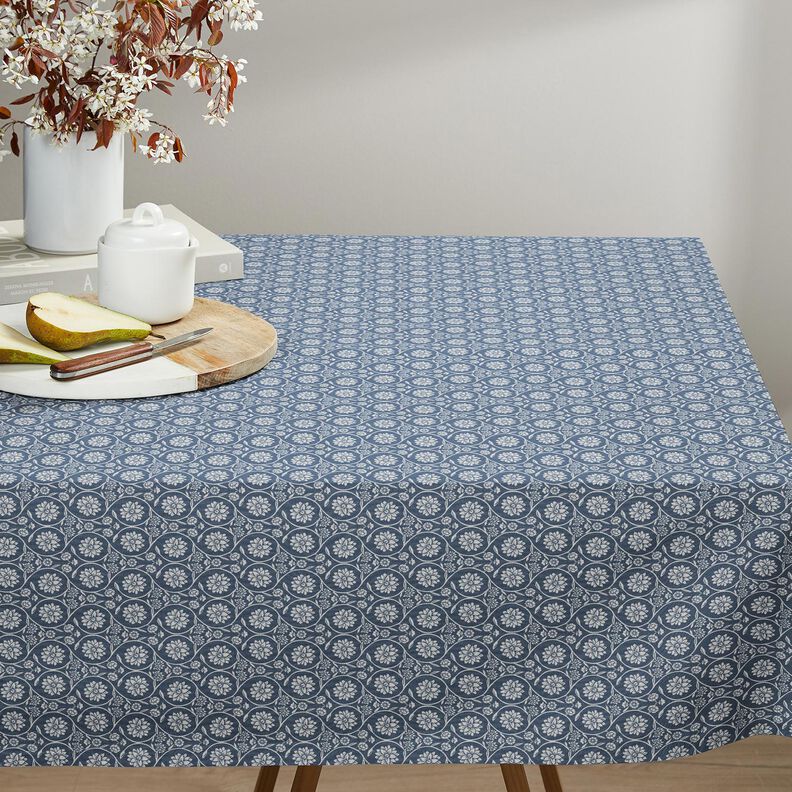 Katoenen stof Cretonne Bloemen en ranken – blauwgrijs/wit,  image number 8