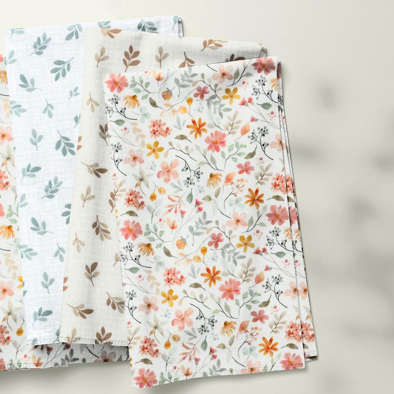 Mousseline/dubbel gehaakte stoffen Takken | Poppy Fabrics – wit/riet, image number 7