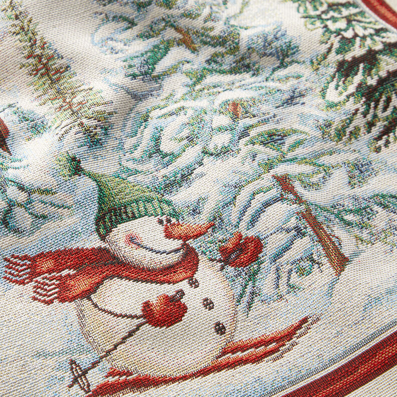 Decopaneel Gobelin Sneeuwman – karmijnrood/lichtbeige, image number 2