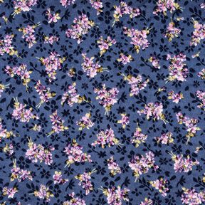 Stretch satijn Jacquard Bloemenboeket – marineblauw, 