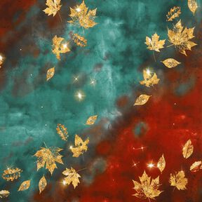French Terry sommersweat Gouden herfst | Glitzerpüppi – blauwe spar/roodbruin, 